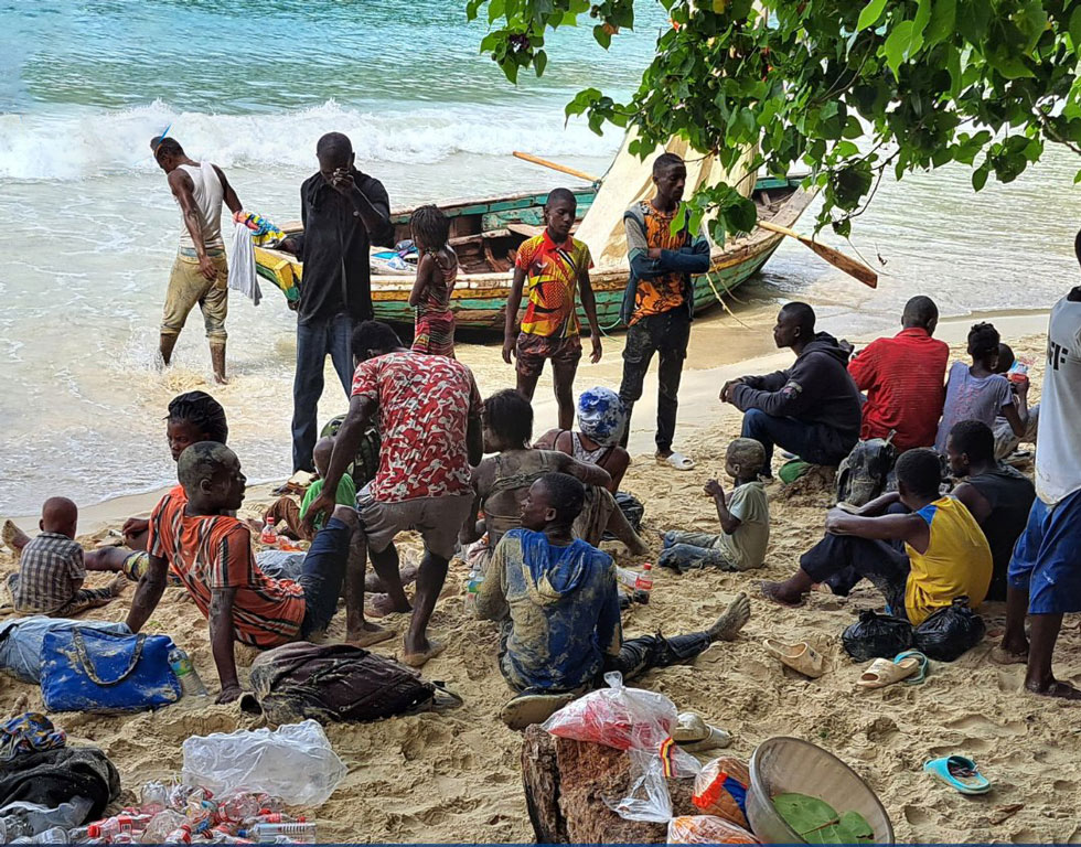 The 37 Haitian Migrant refugees who landed in Portland, Jamaica in their 18 foot canoe.