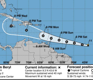 WEATHER | Tropical Storm Beryl forms in Atlantic, threatens Caribbean, could become hurricane by Sunday