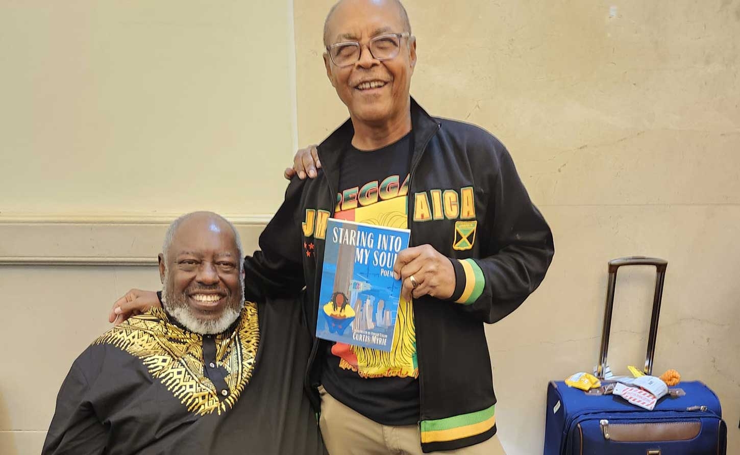 Author Curtis Myrie along with fellow Poet, the acclaimed Malachi Smith at the Jamaica Brew event in Florida.