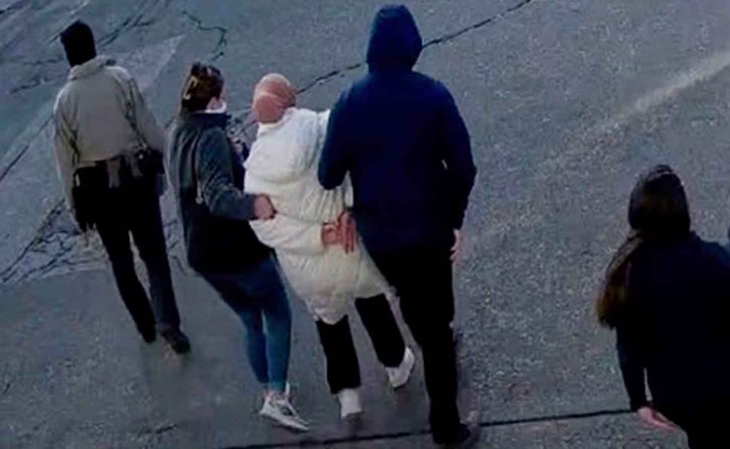 Tufts University PhD student Rumeysa Ozturk being arrested by masked U.S. immigration agents near Boston
