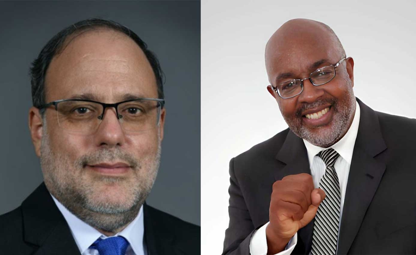 PNP President Mark Golding and Fitz Jackson, Opposition Spokesman with responsibility for matters concerning Portmore