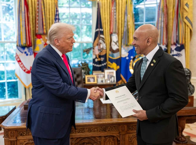 JAMAICA'S  Ambassador to the United States Presents Credentials to President Trump