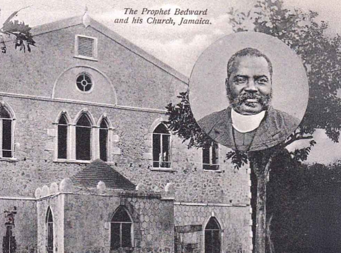 Alexander Bedward and his August Town Jamaica Native Baptist Free Church located on the banks of the Hope River in 1891.
