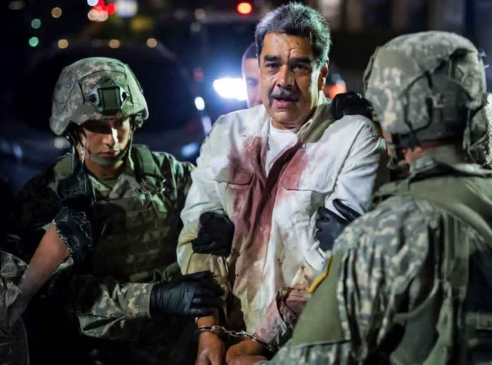 Venezuela President Nicolas Maduro being kidnapped by United States soldiers in Venezuela 