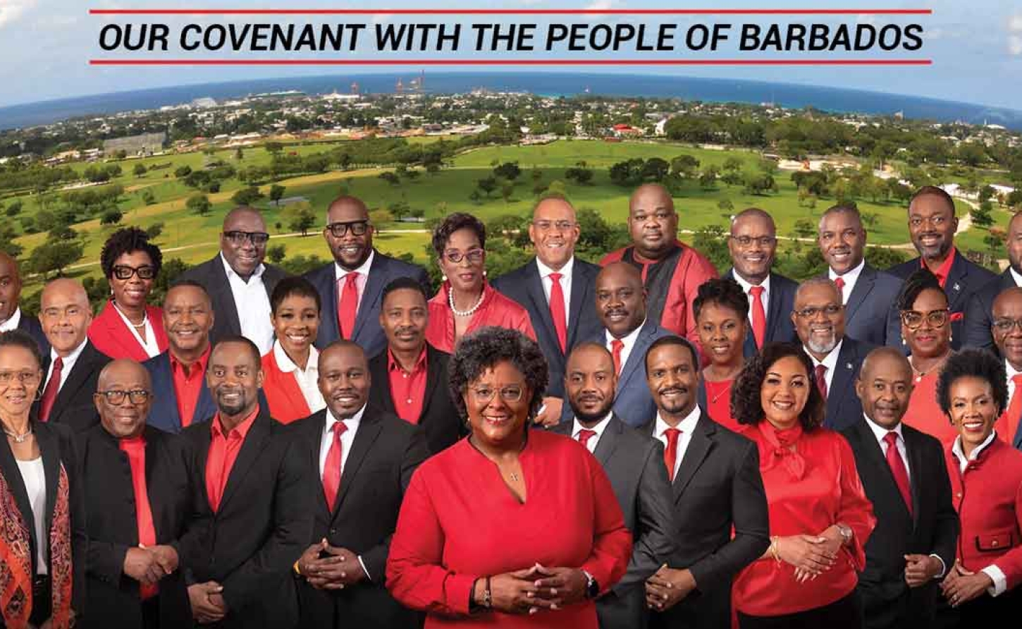 Leader of the Barbados Labour Party, (BLP) Prime Minister Mia Amor Mottley and her candidates for the February 11 national elections.