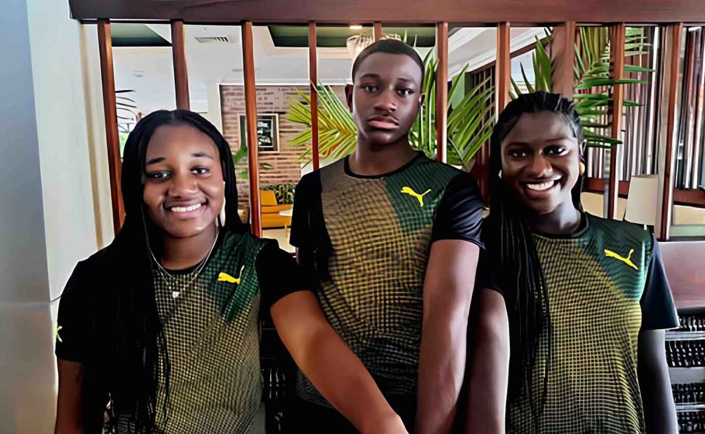 The Rivers Triplets: from left: Helaina, Henri IV and Henniyah representing Jamaica in the Winter Olympics in Milan, Italy.