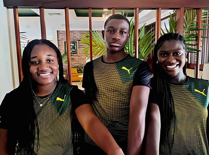 The Rivers Triplets: from left: Helaina, Henri IV and Henniyah representing Jamaica in the Winter Olympics in Milan, Italy.