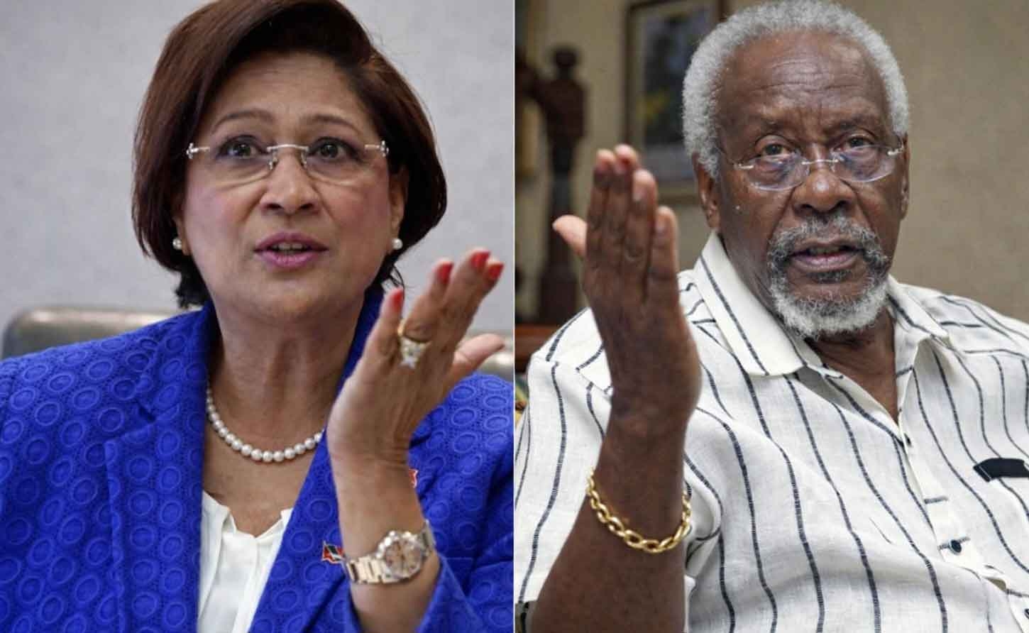 Trtinidad and Tobago's prime minister Kamla Persad-Bissessar and former Jamaican Prime Minister PJ Patterson