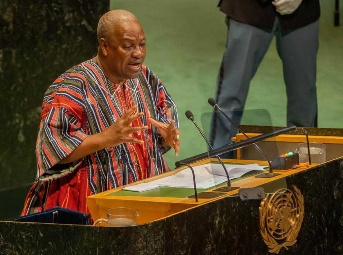 Ghana's President John Mahama addresses the General Assembly of the United Nations