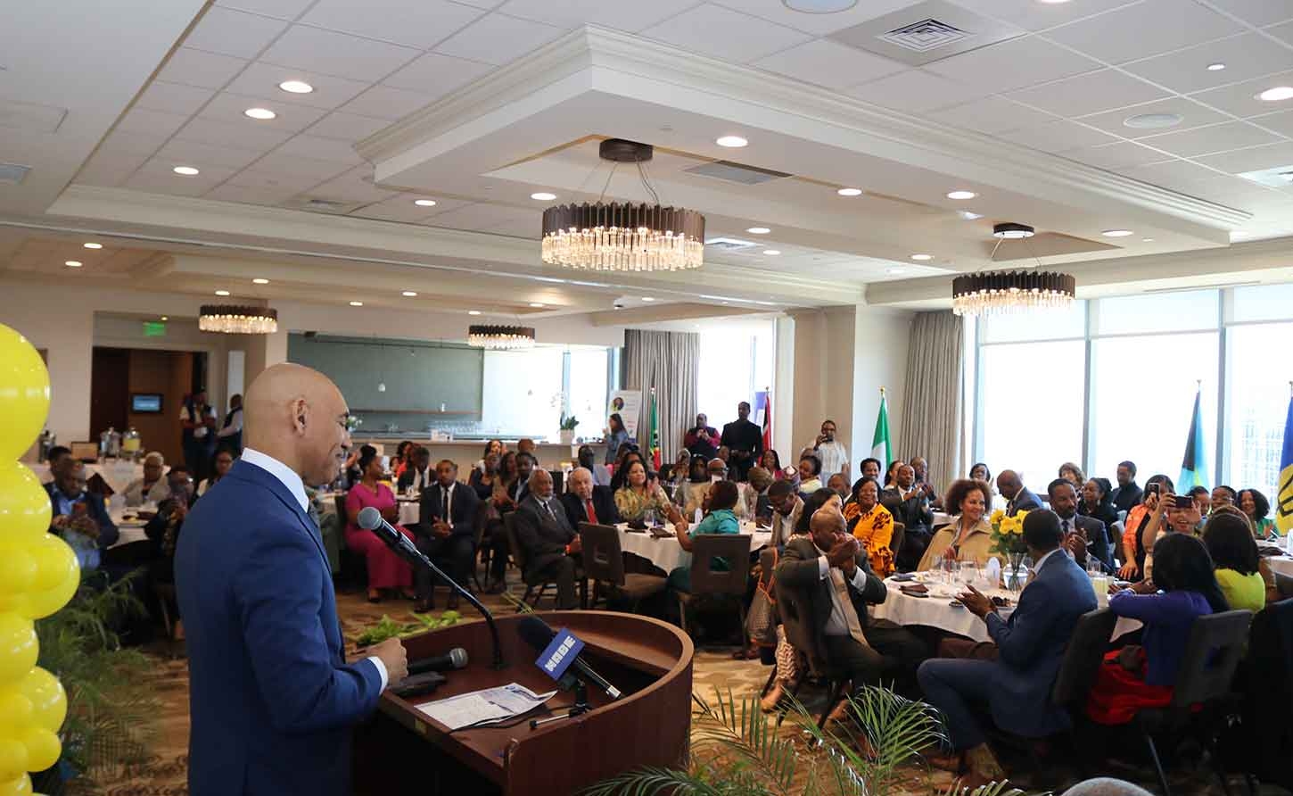 Jamaica’s Ambassador to the United States, Major General (Ret’d) Antony Anderson, delivers the keynote address at the Elaine Bryan Foundation Inspirational Luncheon at the Buckhead Club in Atlanta on Sunday, May 3, 2026.