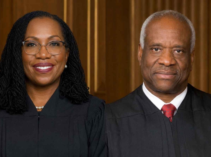 Supreme Court Justices Clarence Thomas and Ketanji Brown Jackson. The majority, which included Justice Jackson, determined that birth on U.S. soil plus being subject to U.S. law is enough for citizenship. Dissenters like Justice Thomas argued that the parents must have a deeper allegiance to the U.S.