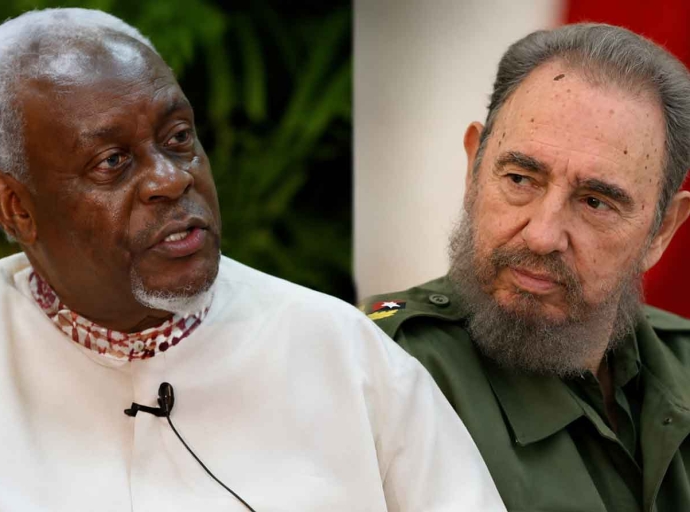 Former Jamaican Prtime Minister  PJ Patterson and former Cuban President Fidel Castro Ruz