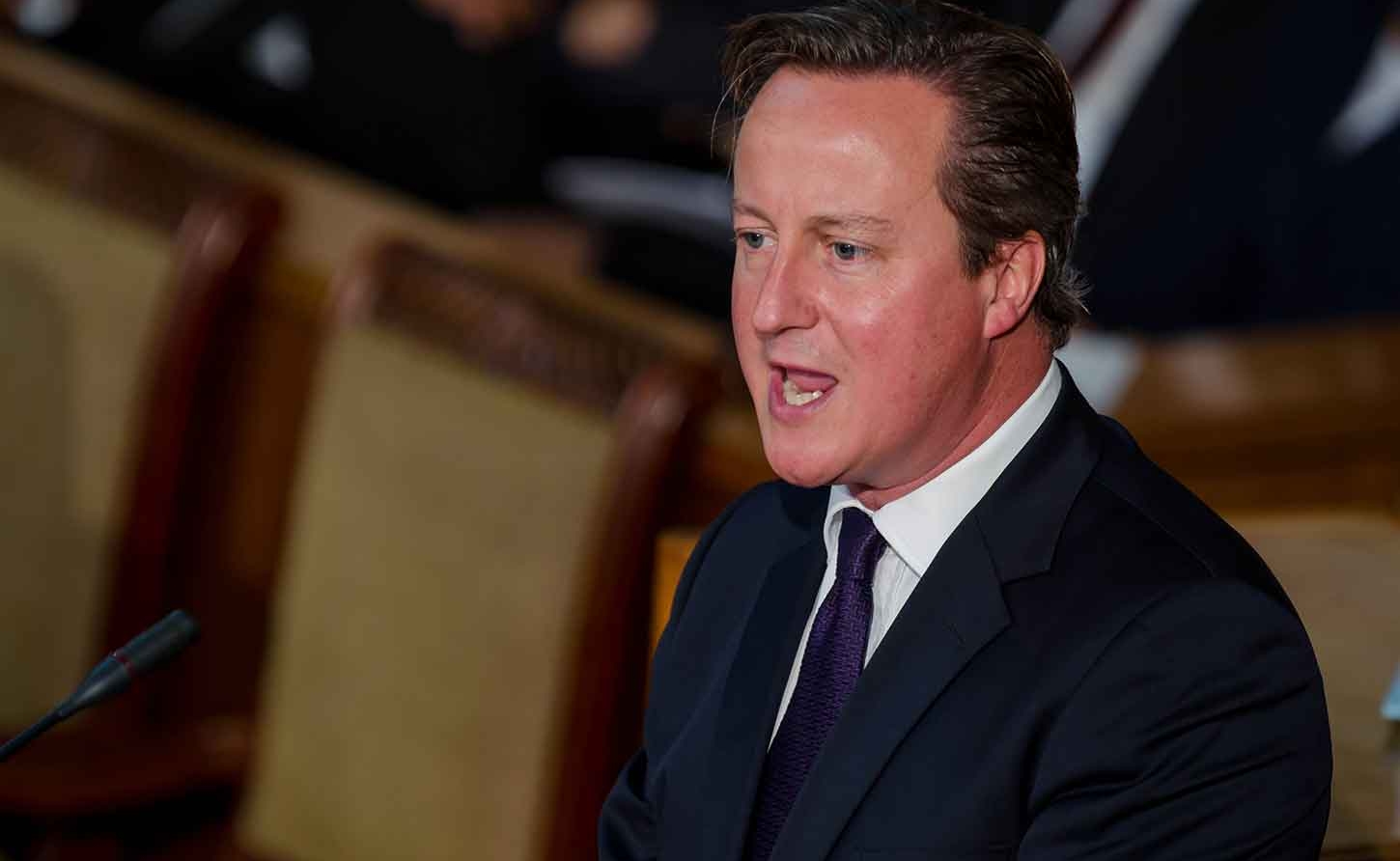 Former UK Prime minister David Camerob as he addressed Jamaica's parliament on September 30, 2015