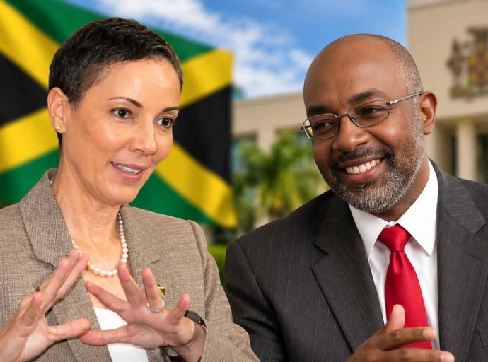 Foreign Affairs Minister Kamina Johnson-Smith and Opposition spokesman on national security Fitz Jackson