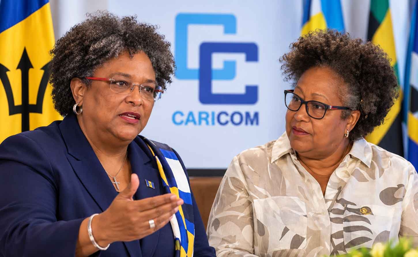 Prime Minister Mia Mottley and CARICOM Sec Gen Dr. Carla Barnett