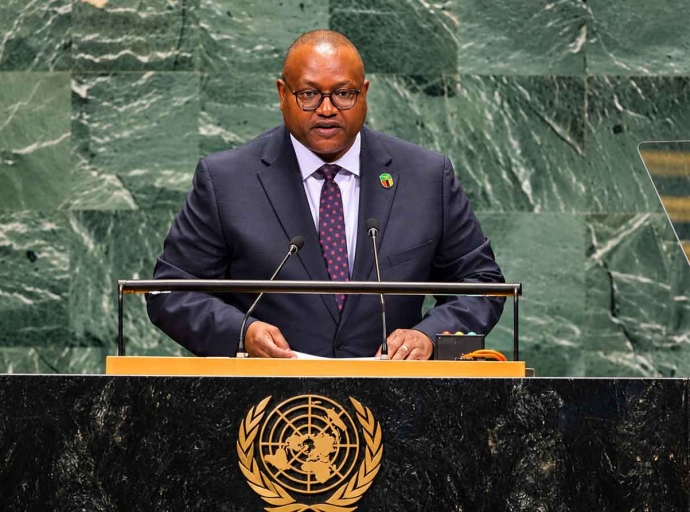 Mulambo Hamakuni Haimbe, Foreign Affairs Minister of  Zambia speaking at the 81st session of the United Nations General Assembly.