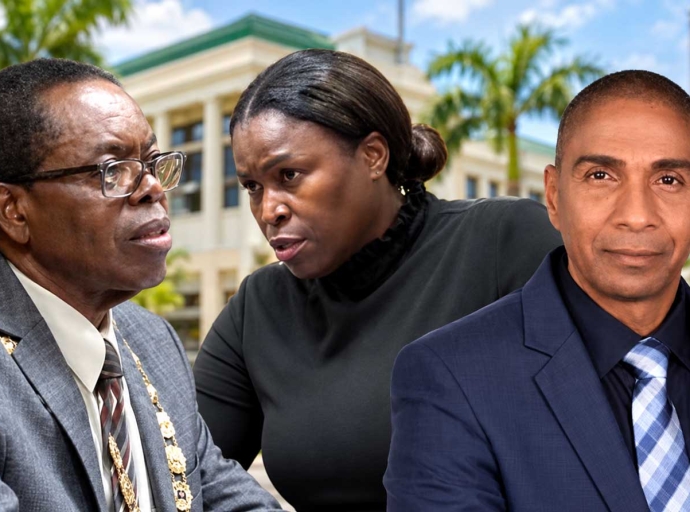 From left Mayor Joel Williams, Councillor Tanyalee Williams and Member of Parliament Delroy Williams