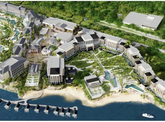 Artist's rendering of the planned Grand Palladium phase two at Point, Hanover, with a row of overwater suites on piles