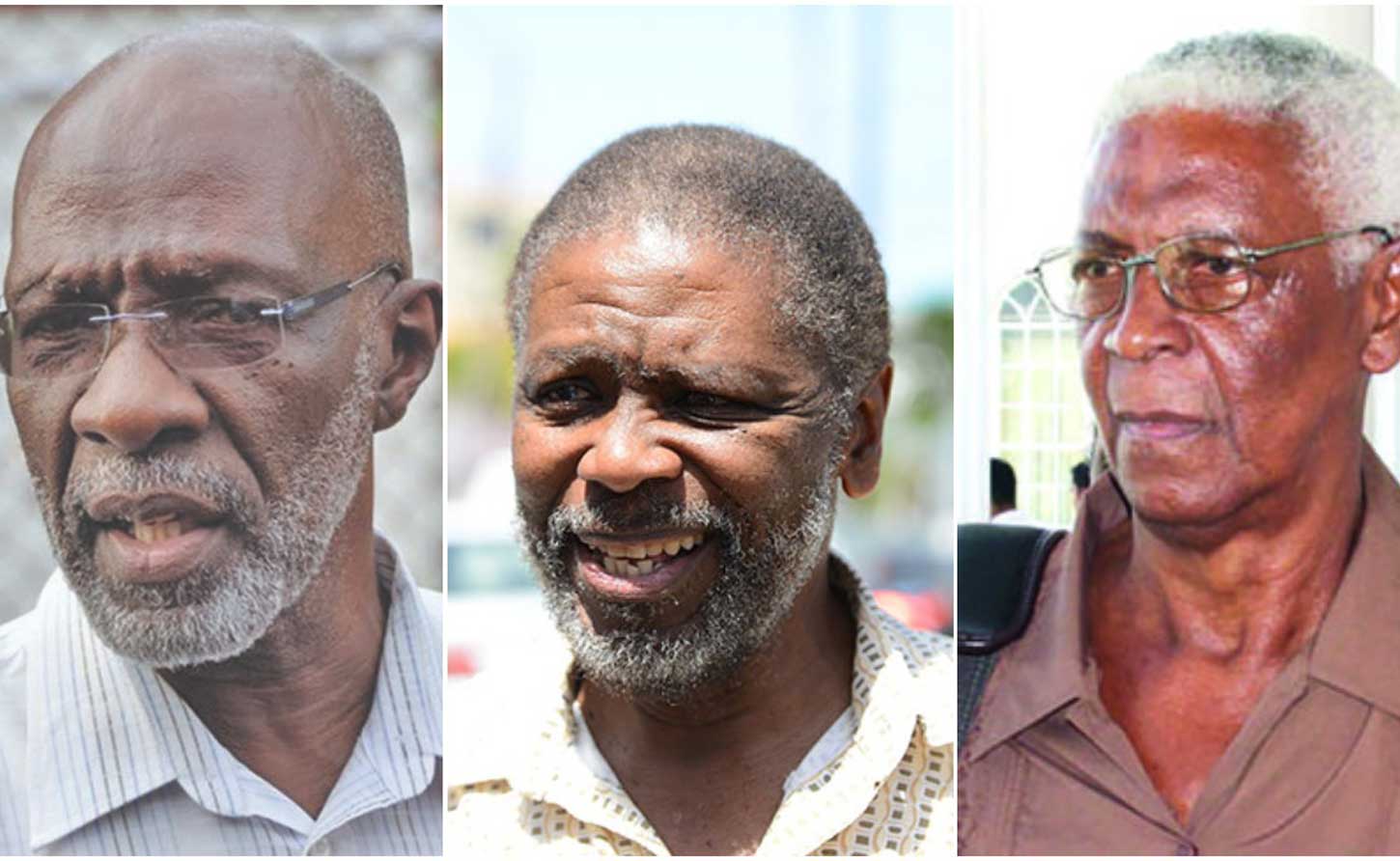 Opposition commissioners Vincent Alexander, Charles Corbin, and Desmond Trotman