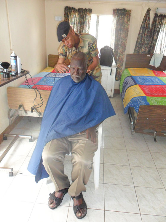 Soldiers Caring for Veterans at Curphey Home