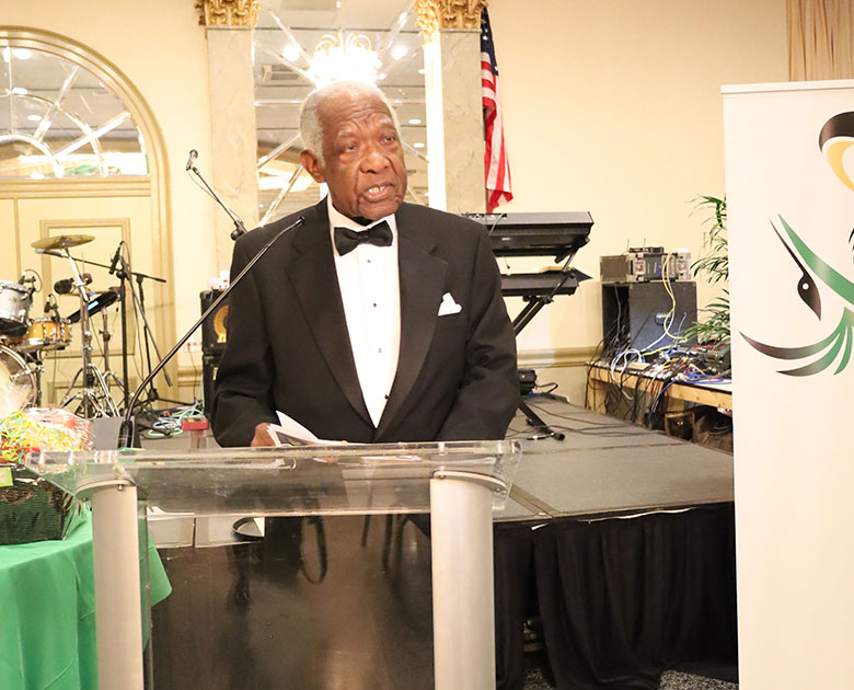 Marcus Garvey awardee, Dr. Basil Buchanan, expresses appreciation to the Jamaica Association of Maryland for honouring him with the Marcus Garvey Award on Saturday August 13, 2022 at the Association’s Independence Gala.