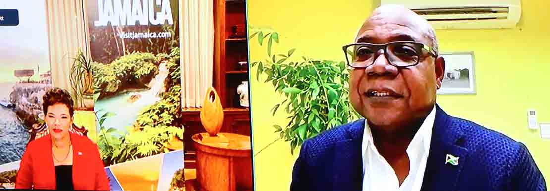 Jamaica's Ambassador to the United States Her Exzcellency Audrey Marks, is joined by Tourism Minister Ed Bartlett at the Monthly online Town Hall meeting, Let's Connect with Ambassador Marks on Thursday January 27, 2022.