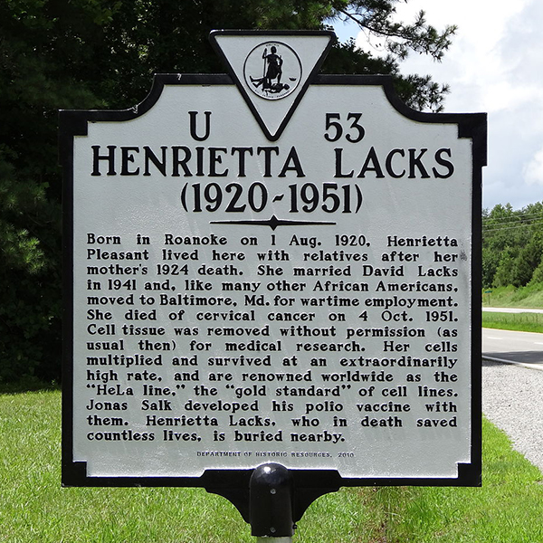 Henrietta Lacks historical marker