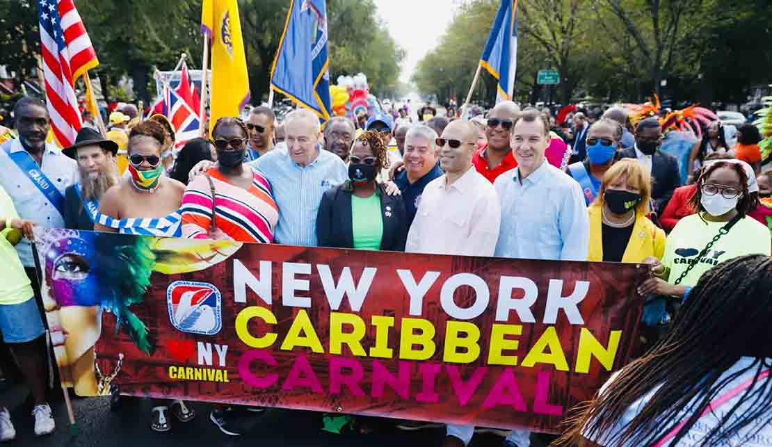 Senator Chuck Schumer and Brooklyn DA Eric Gonzales prior to the scaled down West Indian Day Parade.| Stefan Jeremiah