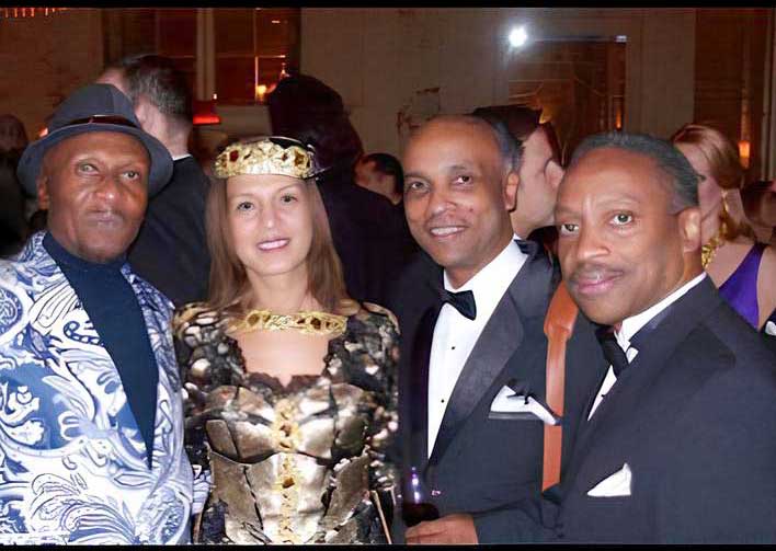 From left are: Jimmy and wife, Latifa, with Milton and Christopher Samuda at Cliff's induction into the Rock and Roll Hall of Fame, 2010, Waldorf-Astoria Hotel, New York.