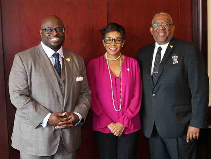 Chair of US President Joe Biden’s Board of Advisors on Historically Black Colleges and Universities and President of Delaware State University, Dr. Tony Allen; Jamaica’s Ambassador to the United States Audrey Marks; and Pro-Vice-Chancellor and Principal of the UWI Mona Campus in Kingston, Professor Dale Webber,
