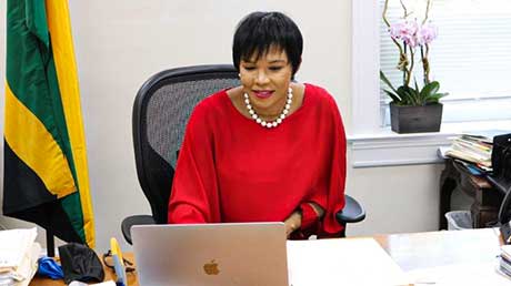 Jamaica's Ambassador to the United States, Her Excellency Audrey Marks, host of "Lets Connect with Ambassador Marks, an online town-hall style meeting with the Jamaican diaspora in the United States. audrey marks 460g
