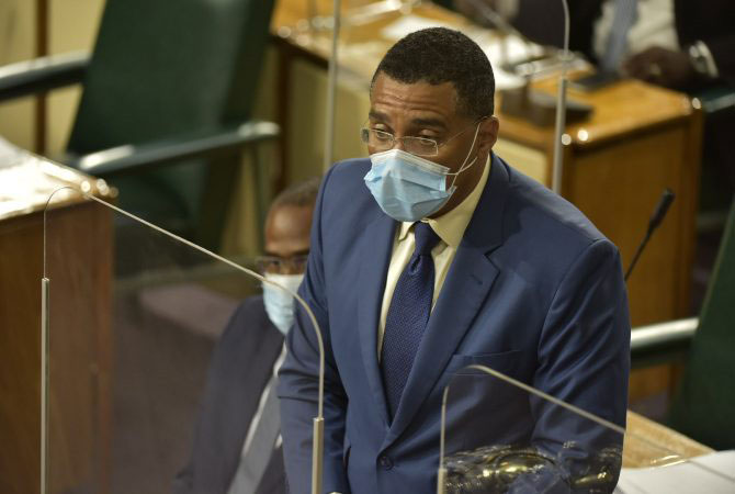 Prime Minister, the Most Hon. Andrew Holness, speaks in the House of Representatives