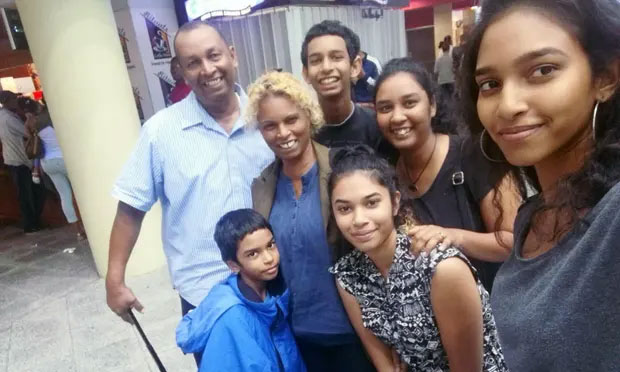 Lynda and Winston Mahabir with their five children Petronella, Candace, Micah-Bjorn, Jorn-Judah and Crystal. Photograph: Mahabir family/PA