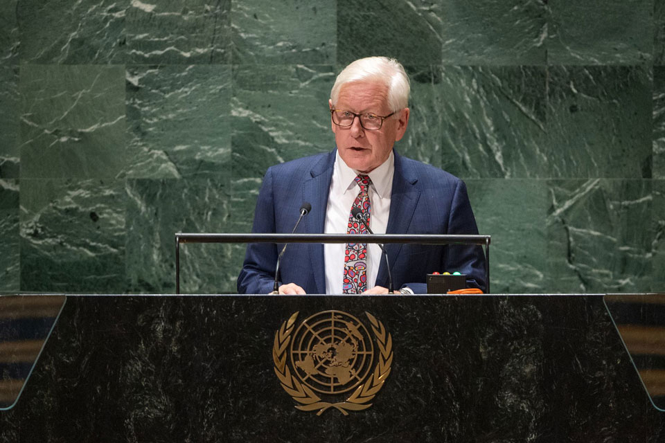 UN Photo/Cia Pak Ambassador Robert Rae of Canada addresses the general debate of the General Assembly’s 78th session.