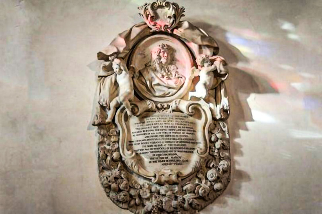 The large marble memorial to Tobias Rustat, located in the Jesus College Chapel, Cambridge which is at the centre of the controversey.Described as one of the most important pieces of funerary art in the UK, the Rustat memorial at Jesus College was created by the studio of the Anglo-Dutch sculptor Grinling Gibbons.