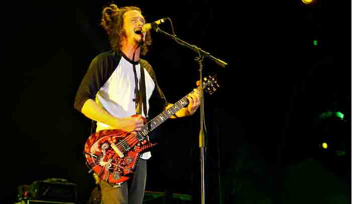 SOJA lead singer Jacob Hemphill performing at Jamaica Jazz and Blues festival in Falmouth in 2015 (Photo by Claudia Gardner)