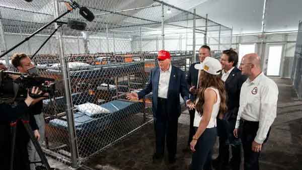 Donald Trump tours aligator alcatraz in Florida where Jamaican Pastor Junior Alves was housed before he was transferred to Eswatini in southern Africa.